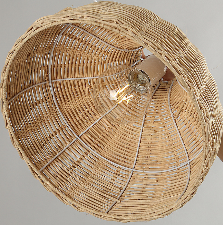 Natural Rattan Dome Pendant Light – Handwoven Ceiling Lamp for Restaurants and Commercial Spaces