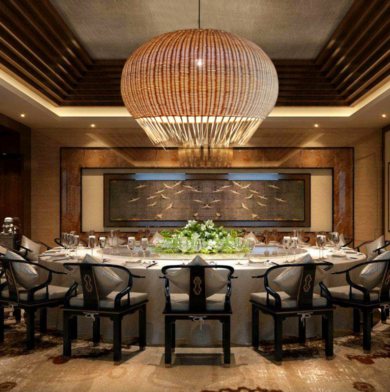 Natural Rattan Woven Pendant Light – Handcrafted Ceiling Lamp for Restaurants, Cafes, Hotels