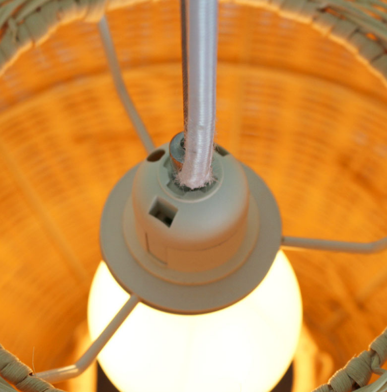 Cone-Shaped Natural Rattan Pendant Light – Handwoven Ceiling Lamp for Restaurants, Cafes, Hotels
