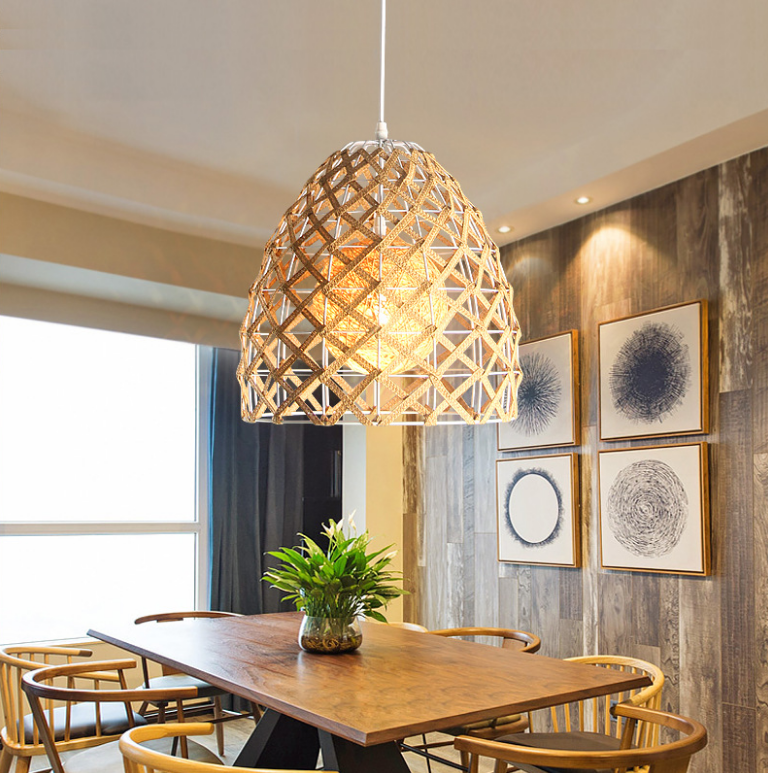 Creative Set of Natural Rattan Woven Pendant Lights – 3 Designs for Café, Restaurant, Home