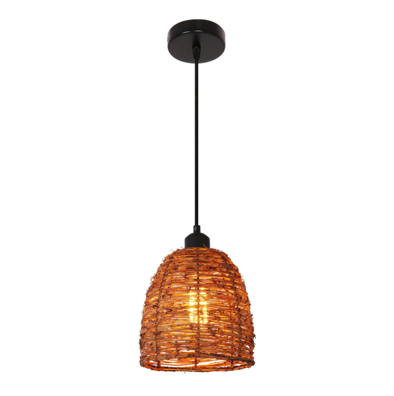 Handcrafted Rattan Pendant Light – Cylindrical Hanging Lamp for Restaurant & Industrial Decor