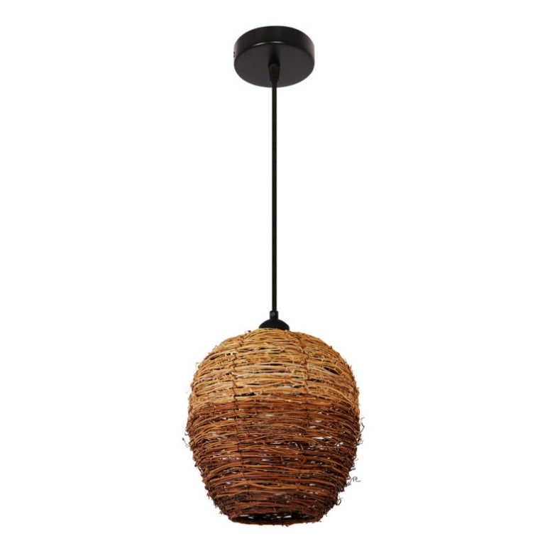 Handcrafted Rattan Pendant Light – Cylindrical Hanging Lamp for Restaurant & Industrial Decor