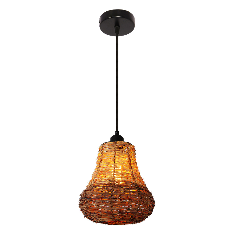 Handcrafted Rattan Pendant Light – Cylindrical Hanging Lamp for Restaurant & Industrial Decor