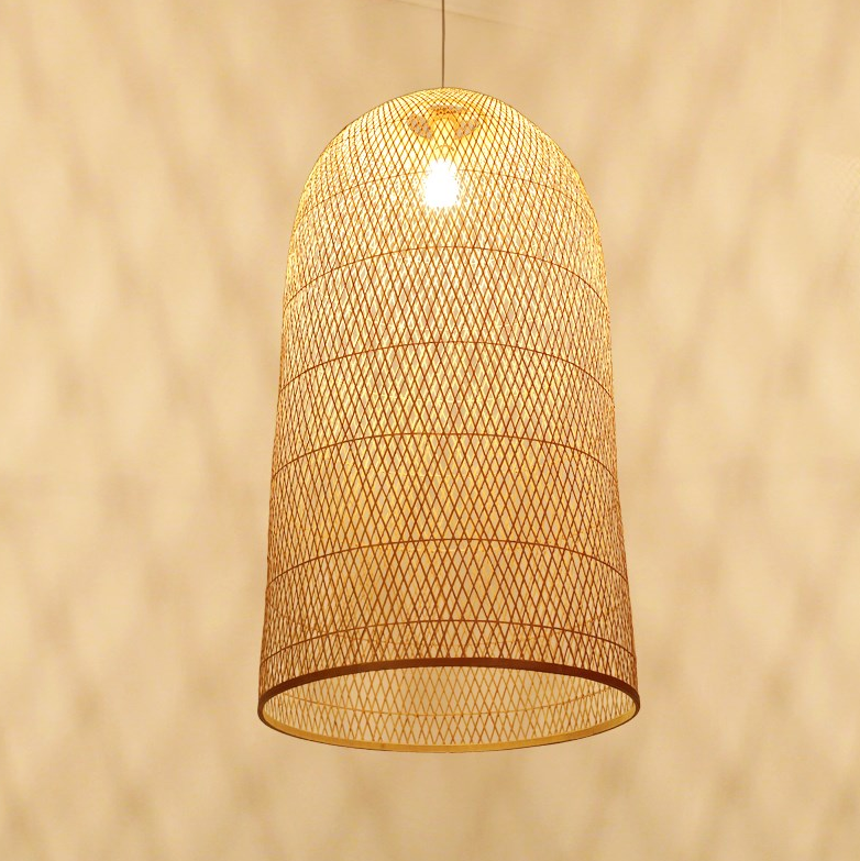 Handwoven Bamboo Pendant Light - Tall Dome Design for Restaurant, Homestay, Hotel & Project Spaces
