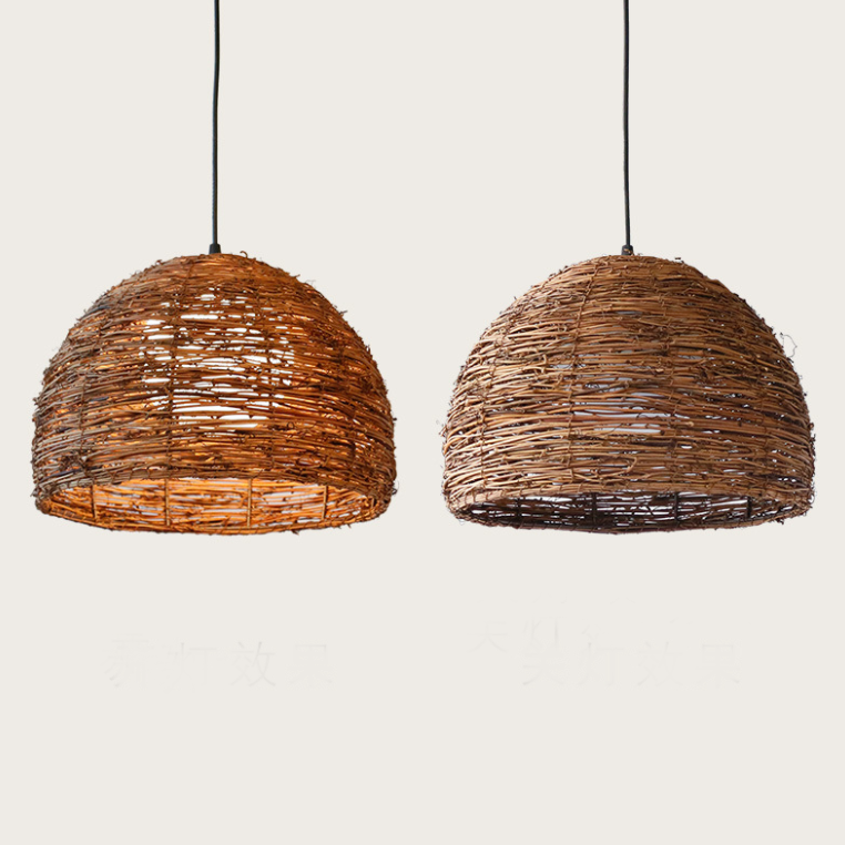 Natural Rattan Woven Pendant Light - Handcrafted Hanging Ceiling Lamp