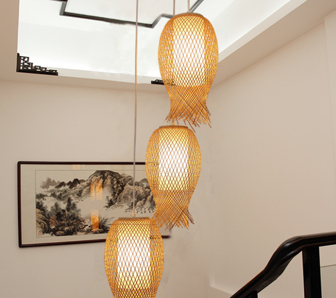 Handmade Bamboo Woven Pendant Light – Elegant Rattan Hanging Lamp for Restaurants, Hotels & Leisure Spaces