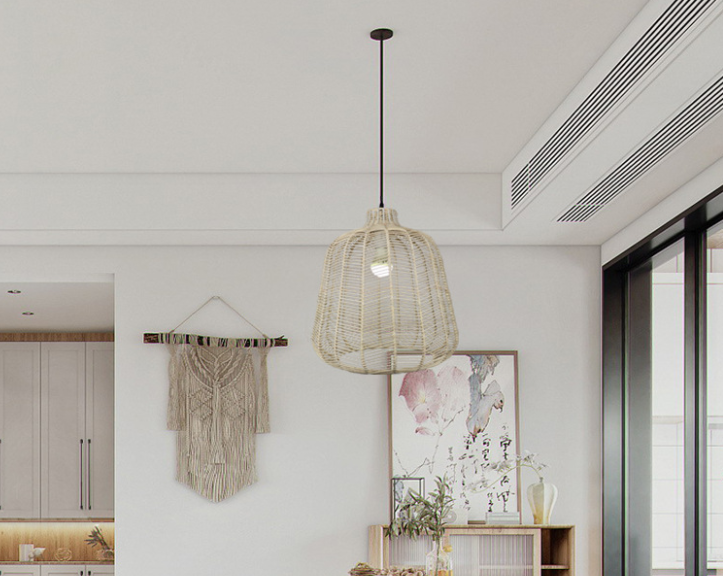 Artisan Eco-friendly Handmade Boho Rattan Bamboo Pendant Light - Natural Woven Cane Ceiling Lamp