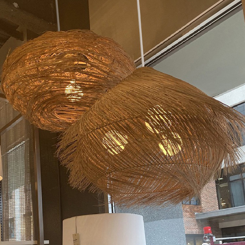 Natural Rattan Woven Pendant Light – Handcrafted Boho Ceiling Lamp