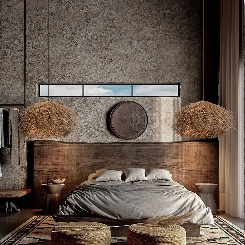 Natural Rattan Woven Pendant Light – Handcrafted Boho Ceiling Lamp