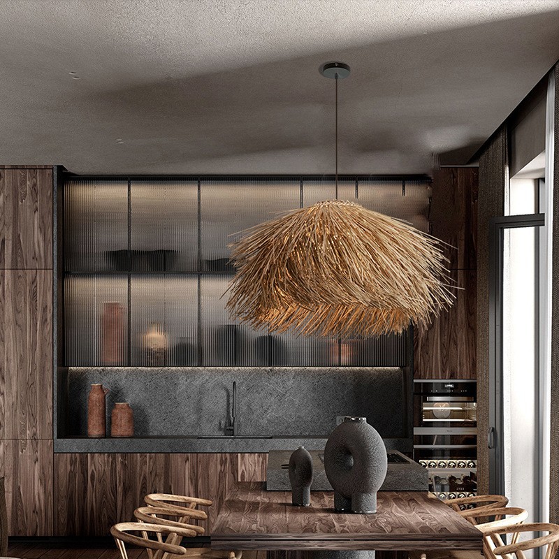 Natural Rattan Woven Pendant Light – Handcrafted Boho Ceiling Lamp