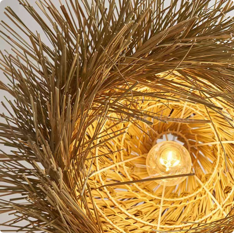 Natural Rattan Woven Pendant Light – Handcrafted Boho Ceiling Lamp