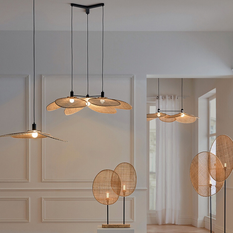 Natural Woven Bamboo Pendant Light – Handcrafted Boho Ceiling Lamp