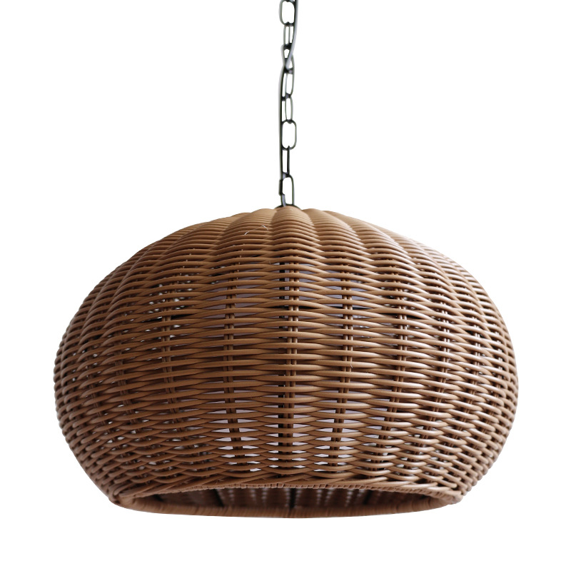 Outdoor Waterproof Rattan Woven Pendant Light Garden Hanging Lamp