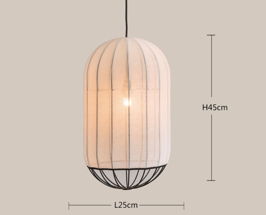 Set of 3 Modern Fabric Pendant Lights - Minimalist Cylinder Lamps