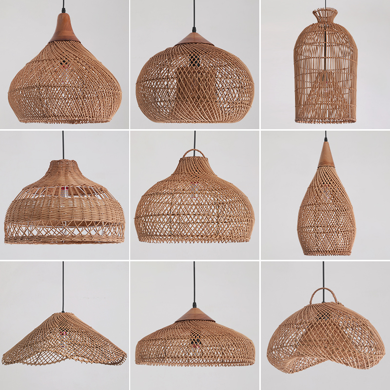 Scandinavian Rattan Woven Pendant Light – Handcrafted Natural Bamboo Hanging Lamp for Living Room, Bedroom, Café