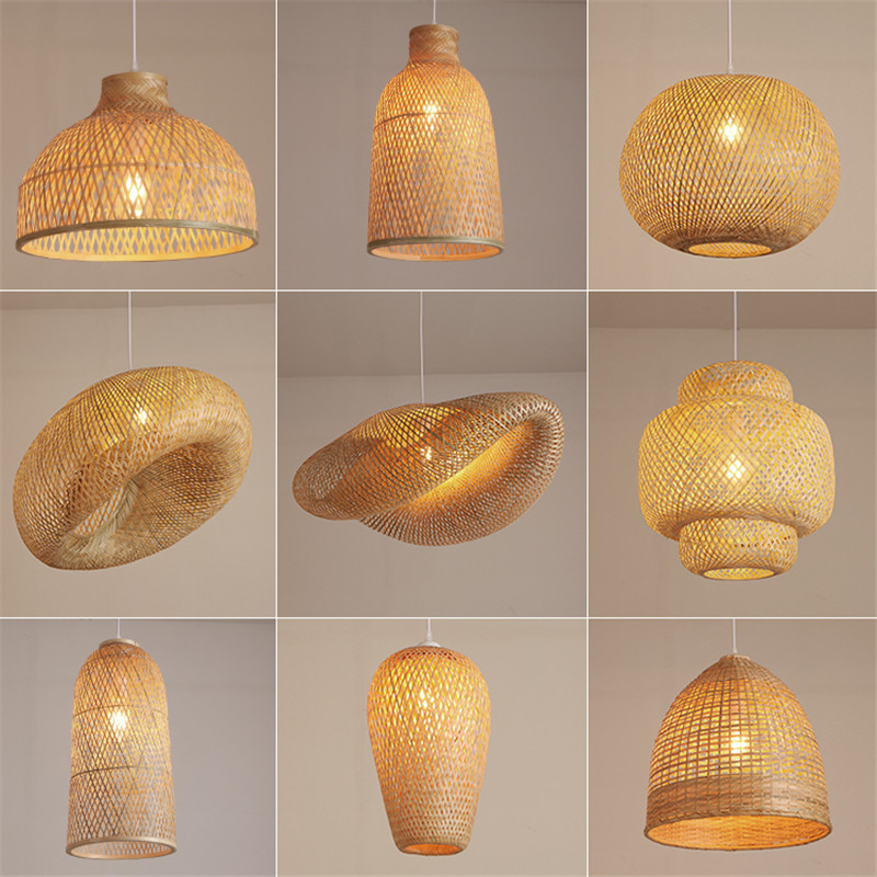Handmade Woven Rattan Pendant Light – Natural Round Ceiling Lamp for Living Room, Dining Room, Bedroom