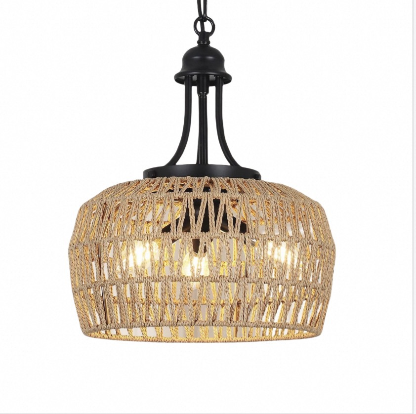 Vintage Handwoven Rattan Pendant Light for Home Decoration