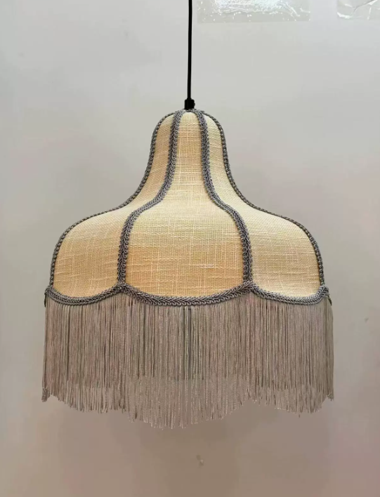 Vintage Tassel Woven Pendant Light Bohemian Fabric Hanging Ceiling Lamp