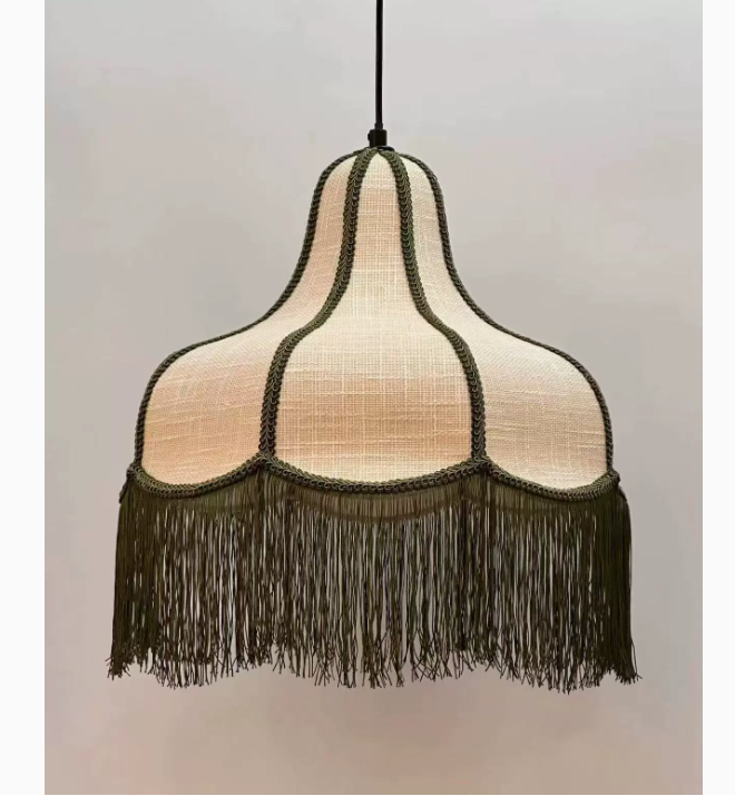 Vintage Tassel Woven Pendant Light Bohemian Fabric Hanging Ceiling Lamp