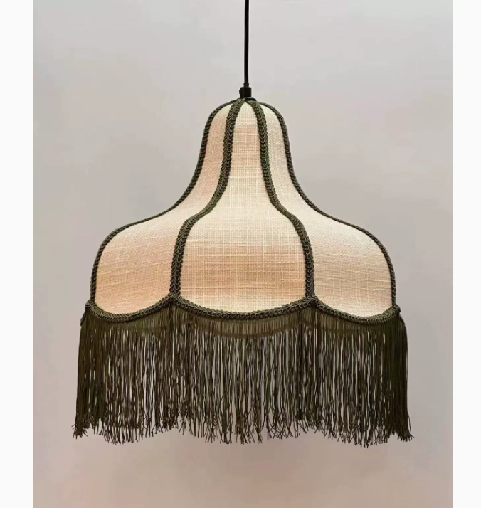 Vintage Tassel Woven Pendant Light Bohemian Fabric Hanging Ceiling Lamp