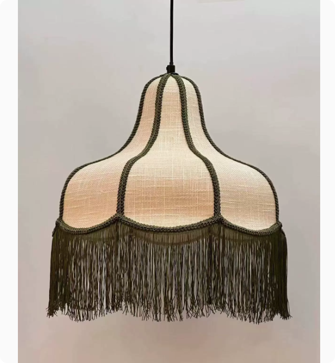 Vintage Tassel Woven Pendant Light Bohemian Fabric Hanging Ceiling Lamp