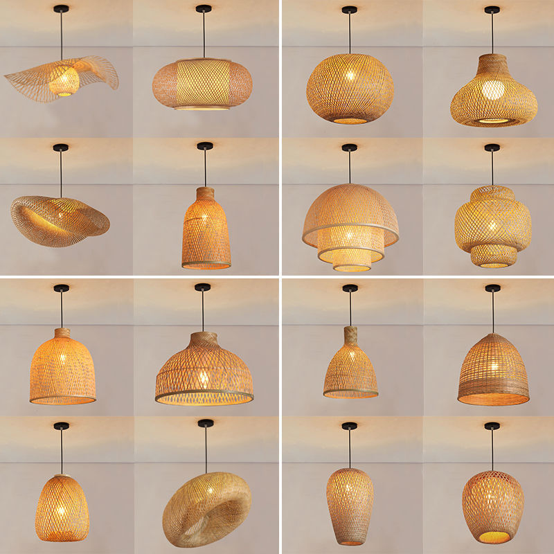 Modern Handwoven Rattan Pendant Light – 3-Tier Natural Wicker Ceiling Lamp