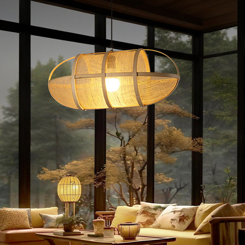 Japanese Style Bamboo Woven Pendant Light Series for Restaurant Hotel Homestay