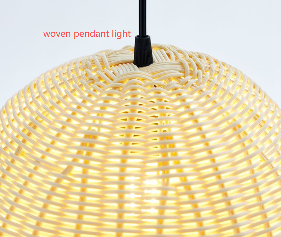 Handwoven Bamboo Rattan Pendant Light Nordic Hanging Ceiling Lamp