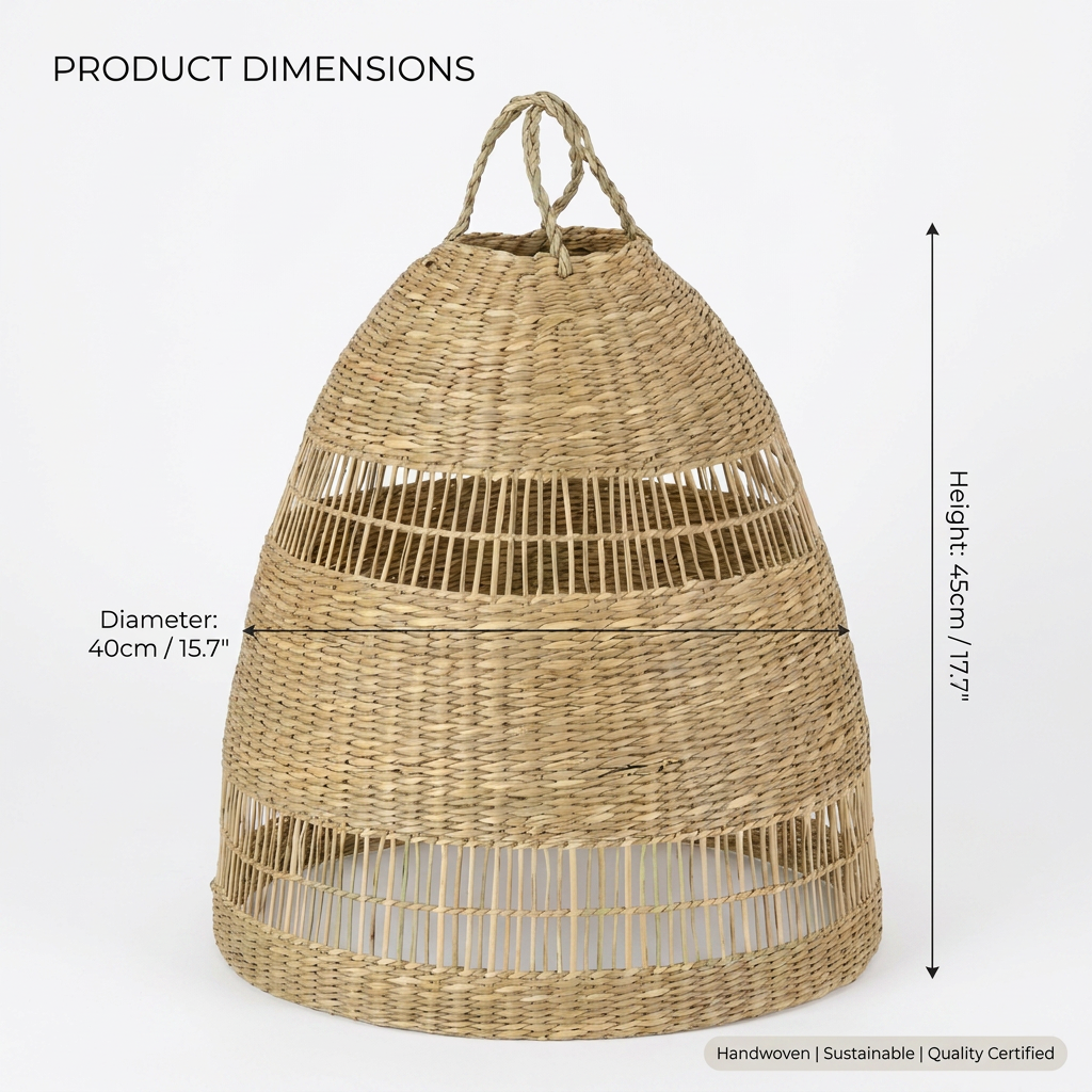 Handwoven Natural Rattan Pendant Light Boho Hanging Ceiling Lamp for Bedroom Living Room Hotel Decor