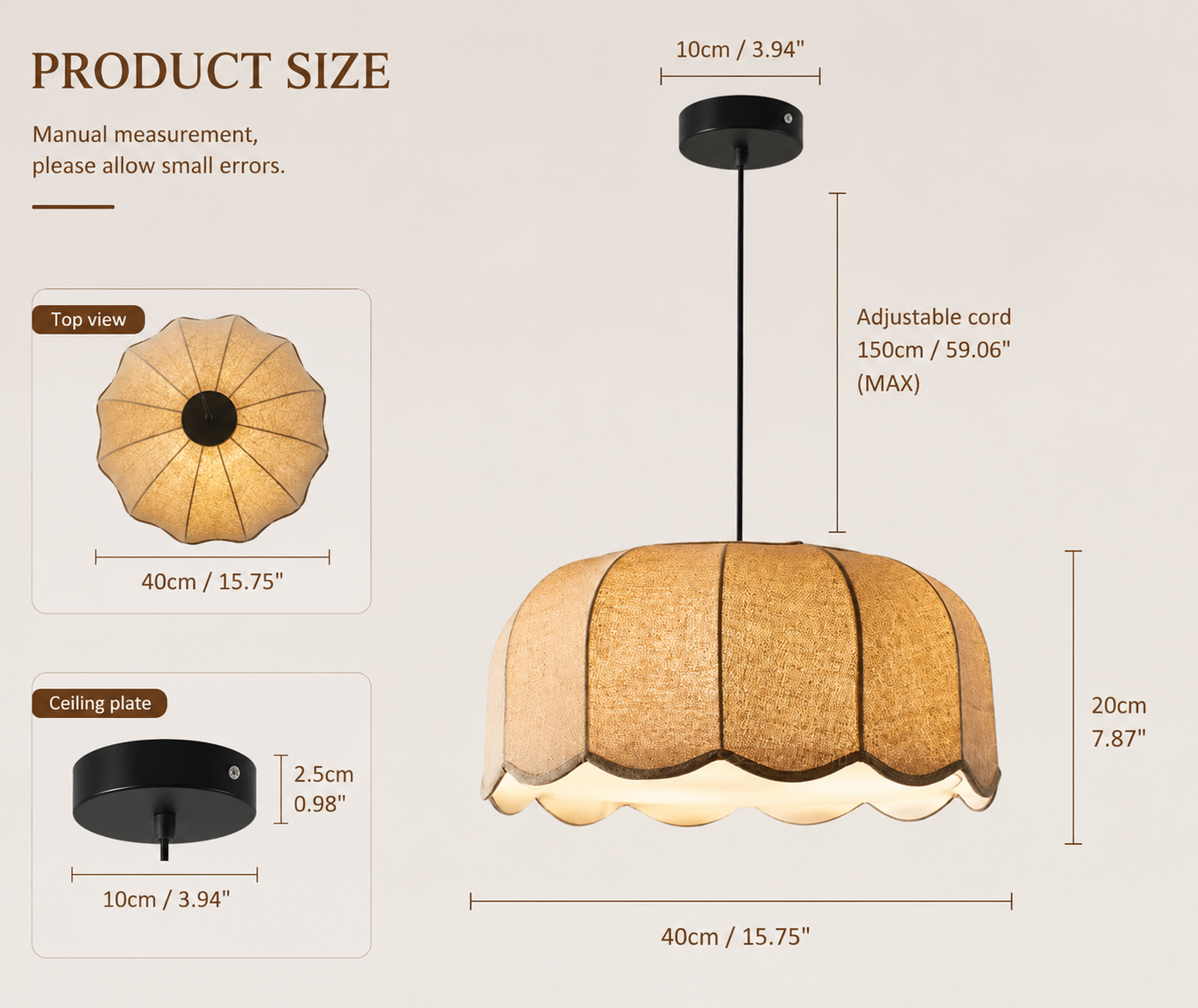 Scalloped Woven Dome Pendant Light