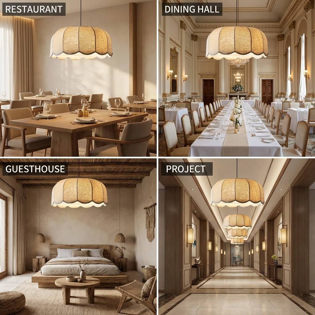 Scalloped Woven Dome Pendant Light