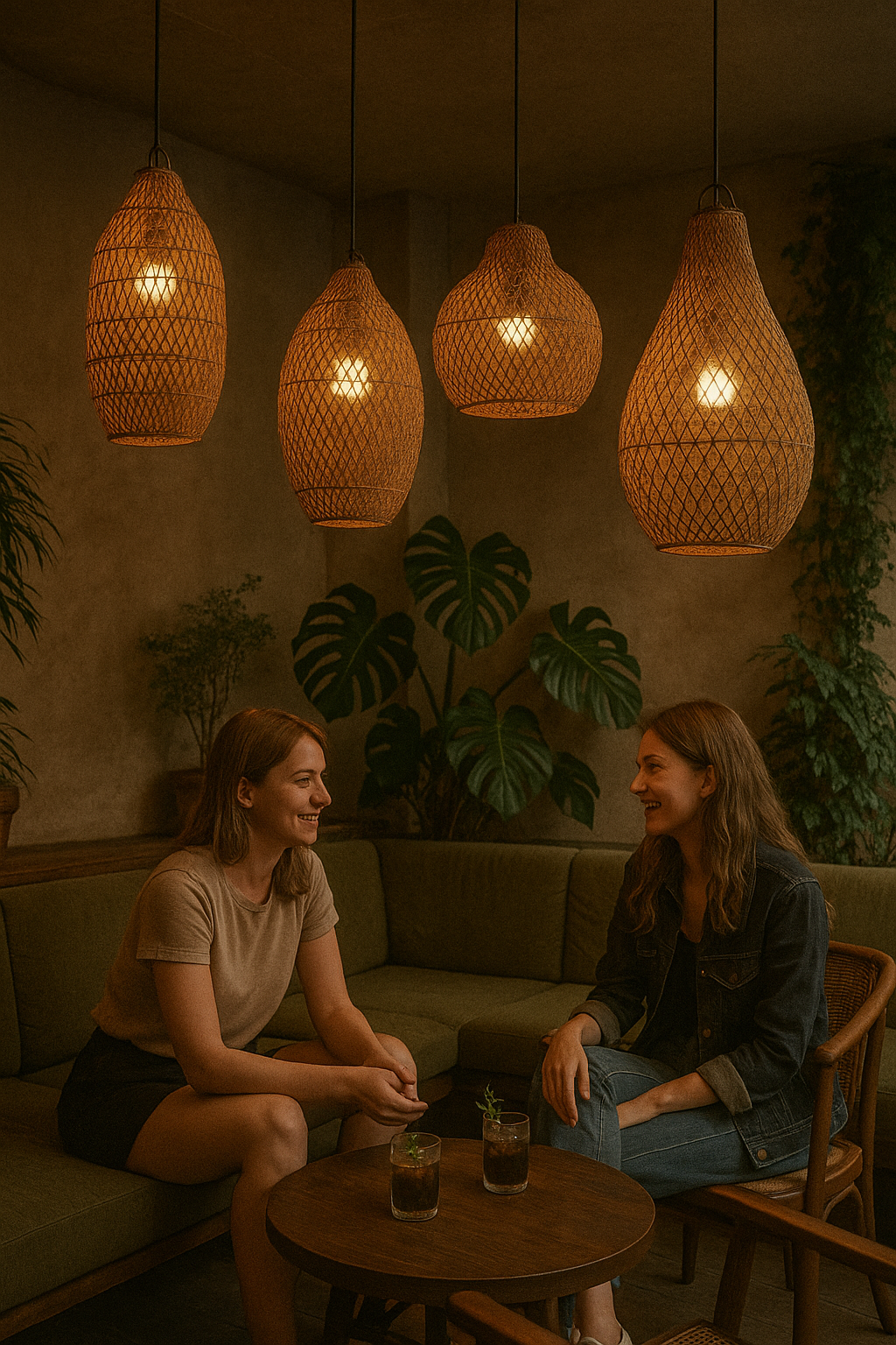 Handwoven Natural Rattan Pendant Light Boho Hanging Ceiling Lamp for Bedroom Living Room Hotel Decor