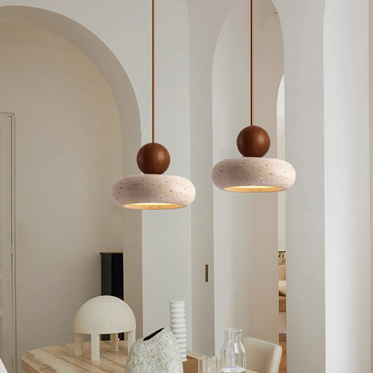 Modern Nordic Woven Pendant Light Wooden Ball Hanging Lamp