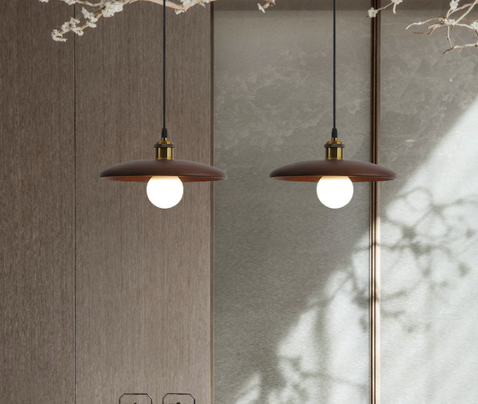 Modern Wood Pendant Light with Brass Fitting - Minimalist Hanging Lamp for Dining Room & Kitchen