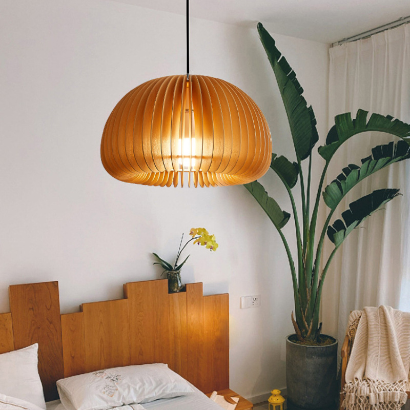 Nordic Style Solid Wood Pendant Light | Modern Minimalist Dining Room Lamp