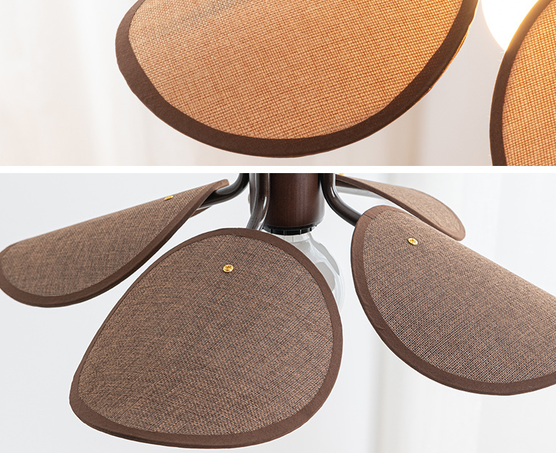 Petal-Shaped Pendant Light – Natural Wood Texture Modern Ceiling Lamp