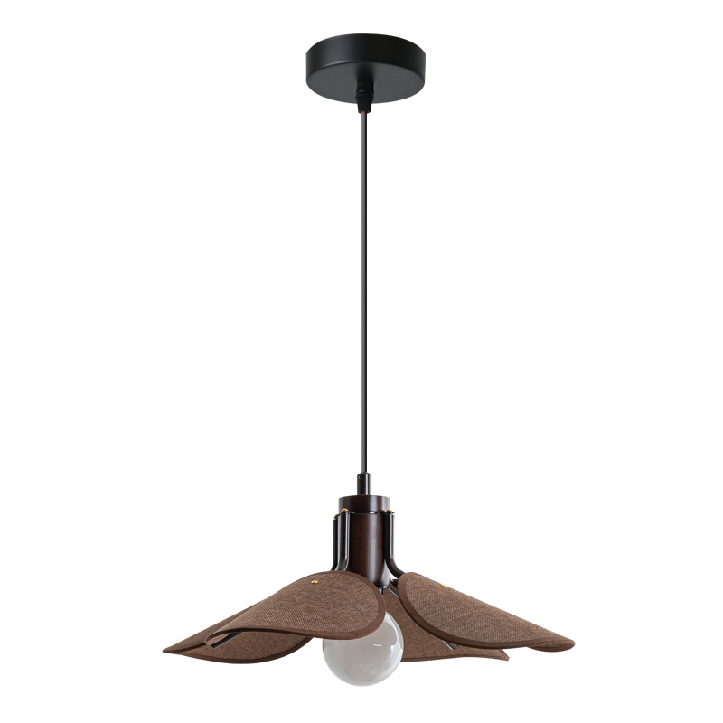 Petal-Shaped Pendant Light – Natural Wood Texture Modern Ceiling Lamp