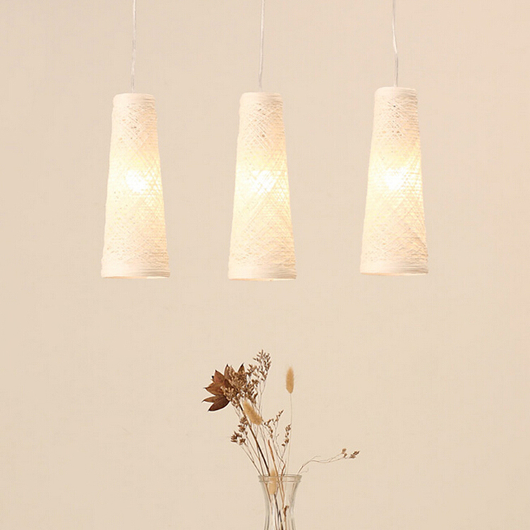 Handmade Woven Rattan Pendant Light – Rustic Cone-Shaped Hanging Lamp for Dining & Commercial Spaces