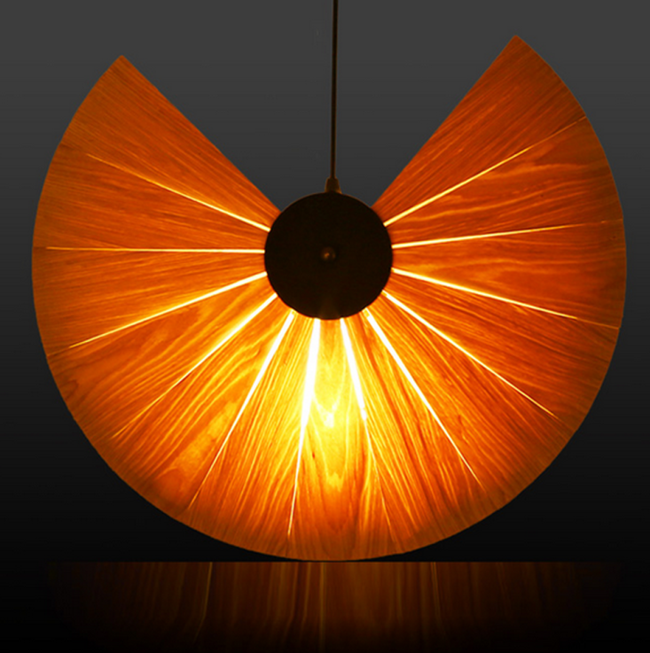 Modern Fan-Shaped Pendant Light – Artistic Pleated Fabric Ceiling Lamp for Living Room and Bar
