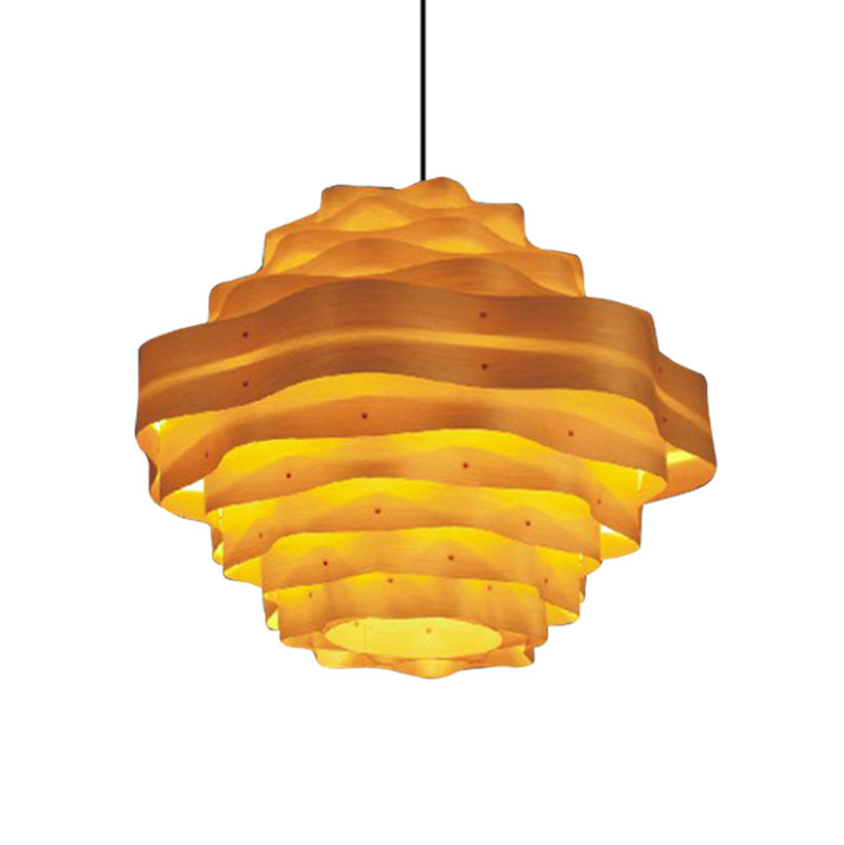 Modern Layered Rattan Pendant Lamp – Wavy Handmade Ceiling Light
