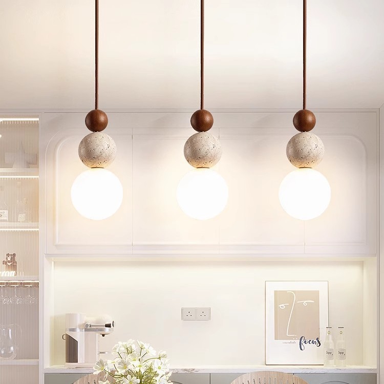 Nordic Wooden Stone Pendant Light Modern Minimalist Hanging Lamp