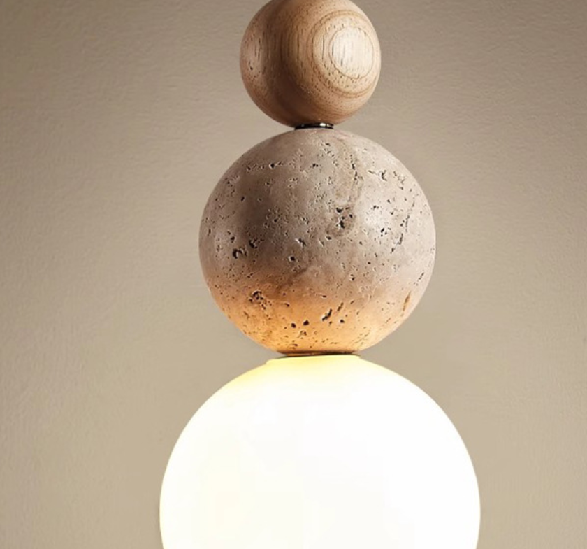 Nordic Wooden Stone Pendant Light Modern Minimalist Hanging Lamp