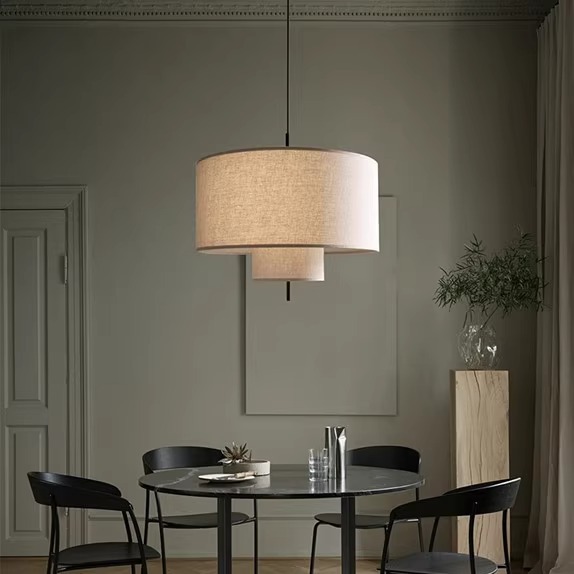 Modern Linen Drum Pendant Light