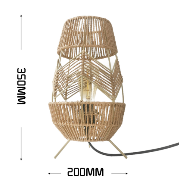 Modern Bohemian Handwoven Rattan Table Lamp - Warm Ambient Light for Living Room, Bedroom, Cafe