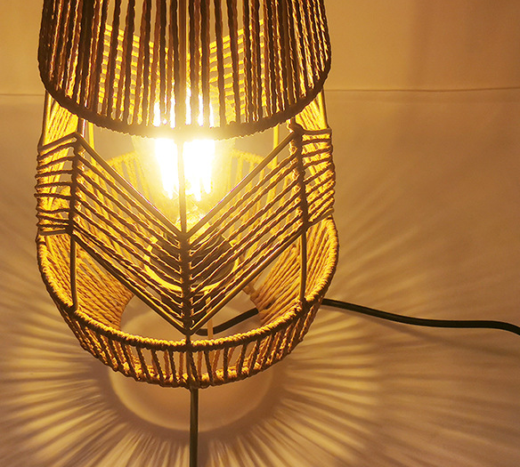 Modern Bohemian Handwoven Rattan Table Lamp - Warm Ambient Light for Living Room, Bedroom, Cafe