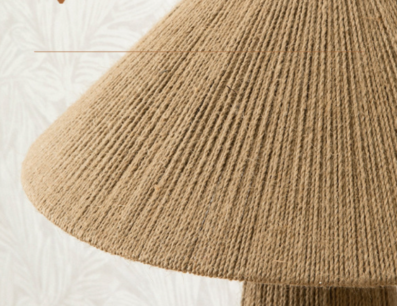 Handwoven Natural Rattan Table Lamp – Boho Rustic Decorative Bedside Light