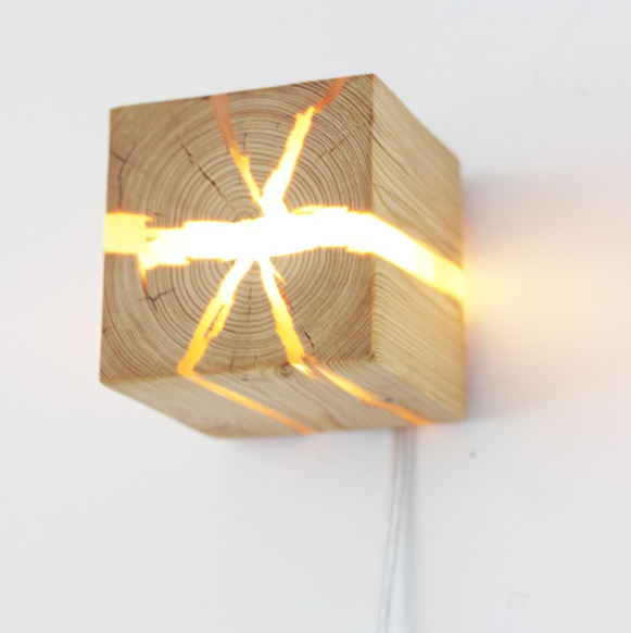 Touch Control Wooden Ambient Light with Wireless Charging – Cube LED Night Lamp