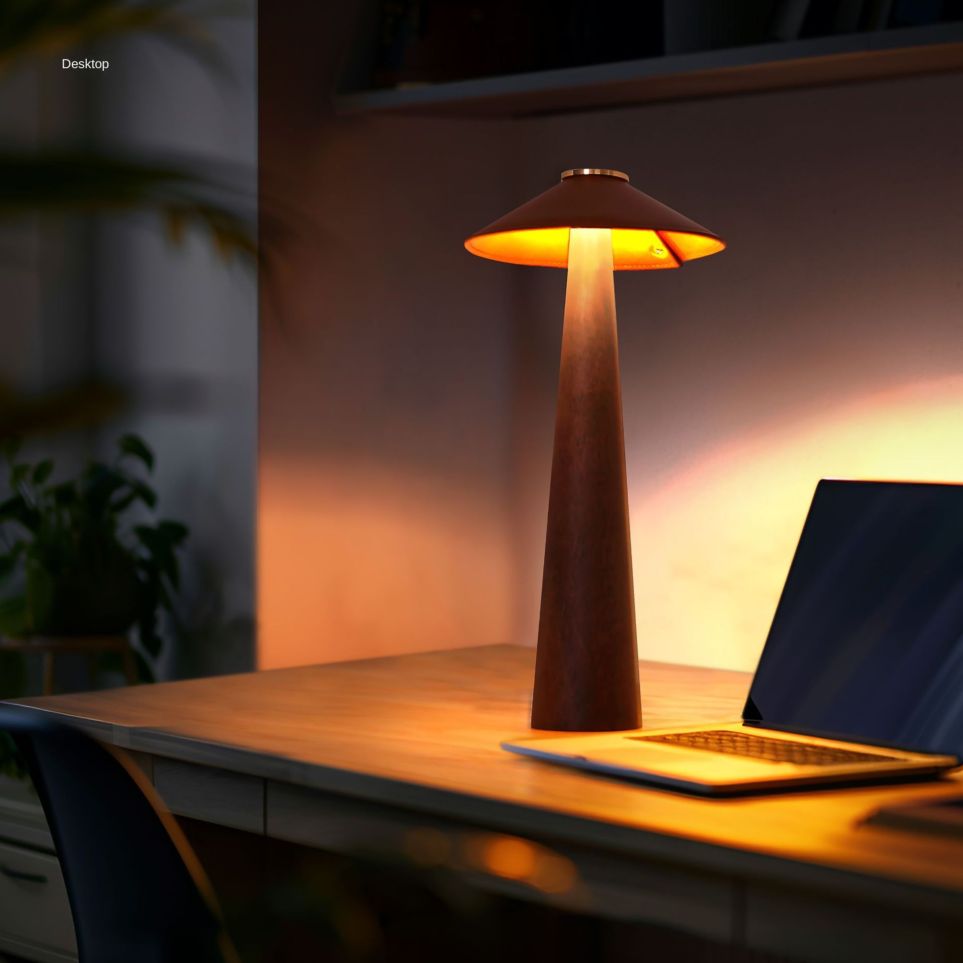 Touch-Control Solid Wood Ambient Table Lamp – Modern Minimalist Night Light
