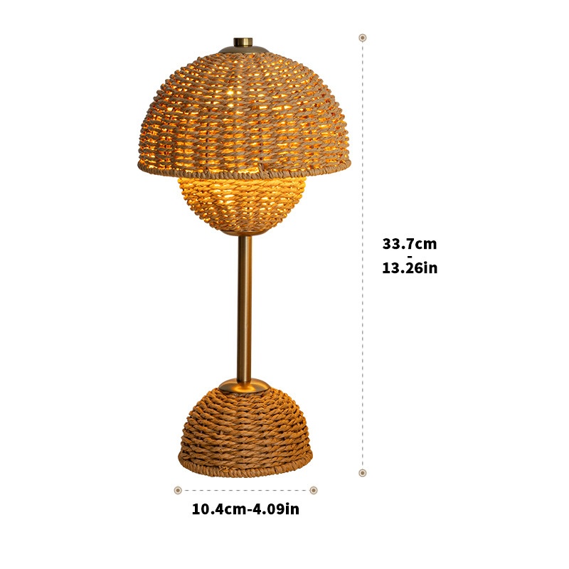 Handwoven Rattan Indoor Table Lamp with Warm Ambient Light