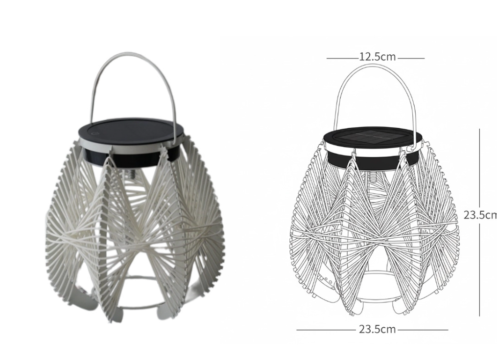 Solar Powered Woven Rattan Outdoor Table Lamp with Handle